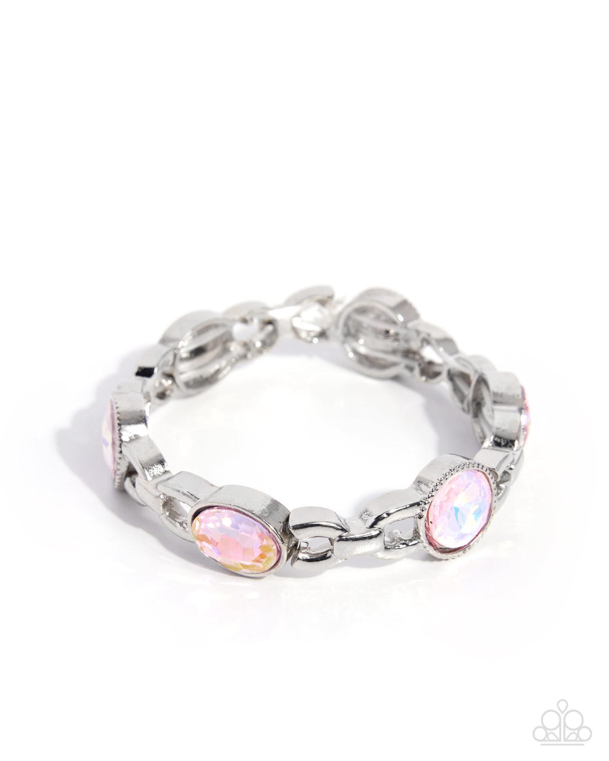 Paparazzi Refined Recalibration - Pink UV Shimmery & Opalescent Pink Gem Silver Stretch Bracelet