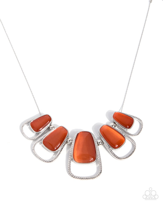 Paparazzi Growing Attachment - Orange Cat's Eye Stone Silver Necklace