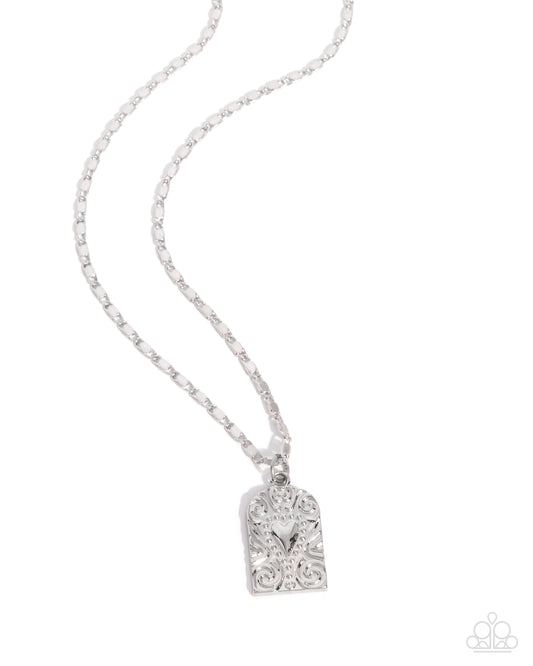 Paparazzi Fine Flirtation - Silver Swirly Filigree Heart Pendant Necklace N4012