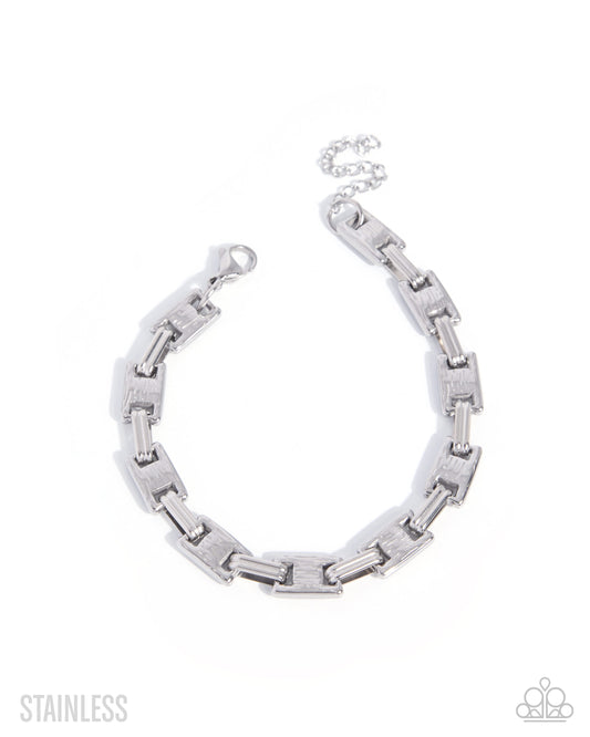 Paparazzi Structured Scene - Silver Stainless Steel Urban Bracelet