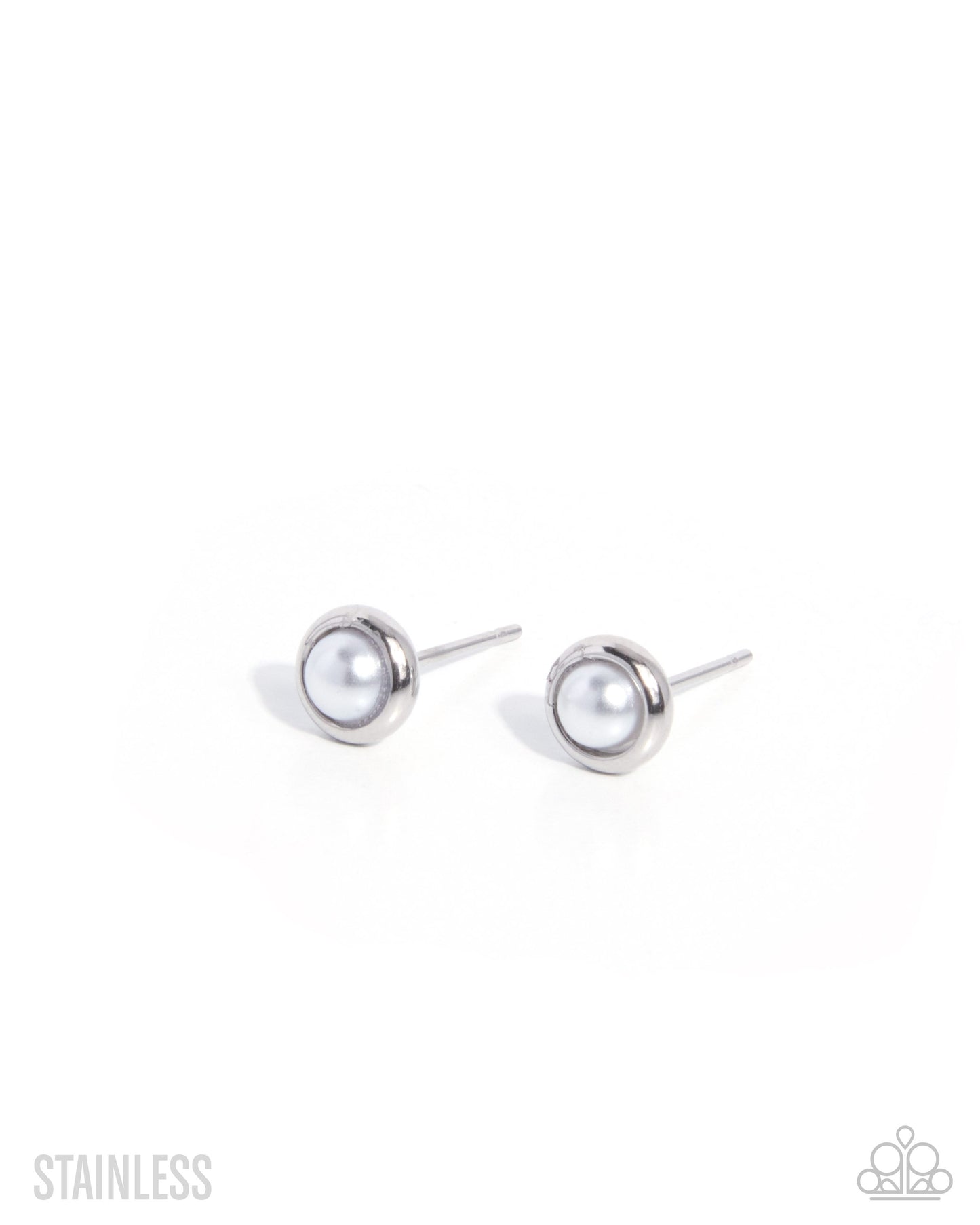 Paparazzi Operatic Option - Silver Stainless Steel & White Pearl Post Earring