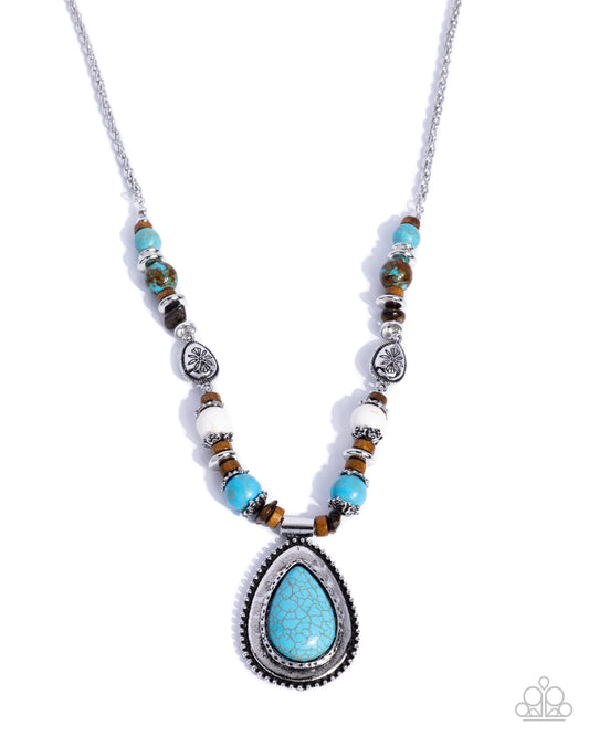 Paparazzi Natural Noise - Blue Turquoise, Tiger's Eye & Blue Marbled Bead Santa Fe Style Necklace 2026 Convention Exclusive
