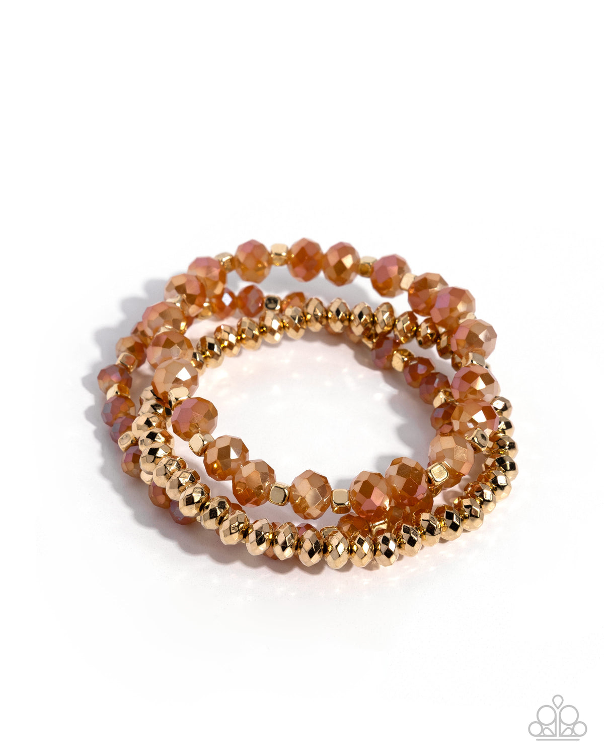 Paparazzi Playful Palette - Gold, Orange UV Shimmery Bead Set Of 3 Bracelets