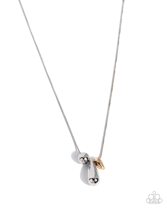 Paparazzi Mismatched Trio - Silver & Gold Teardrop Bead Necklace
