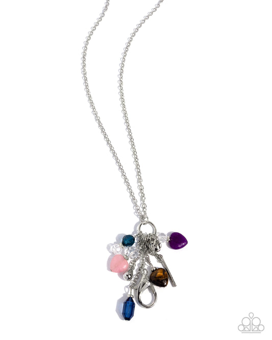 Paparazzi Spontaneous Stones - Multi Navy, Rose Quartz, Amethyst & Tiger's Eye Stone Lanyard Necklace 2026 Convention Exclusive