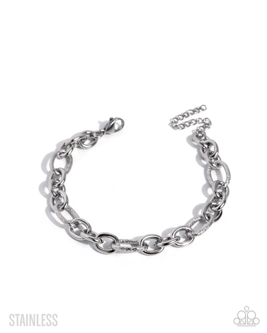 Paparazzi Defiant Drama - Silver Link Stainless Steel Bracelet