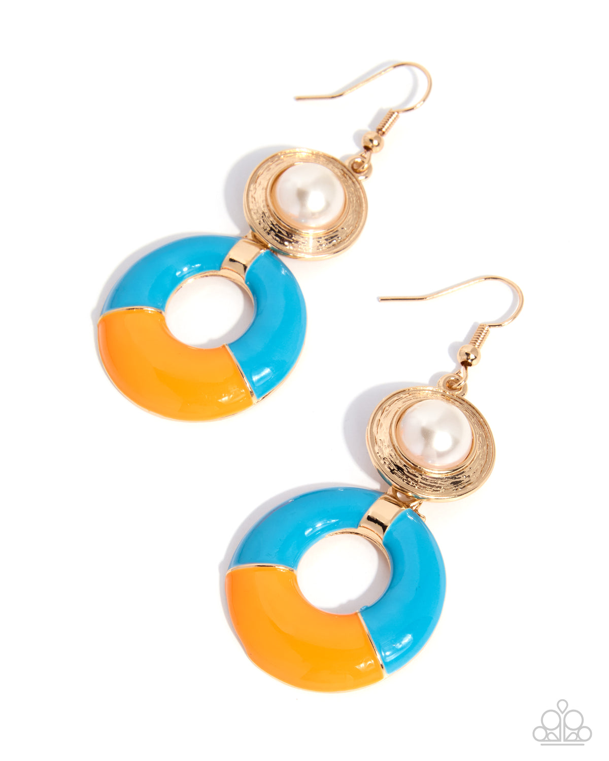 Paparazzi Retro Repetition - Multi Marina Blue & Orange Earring
