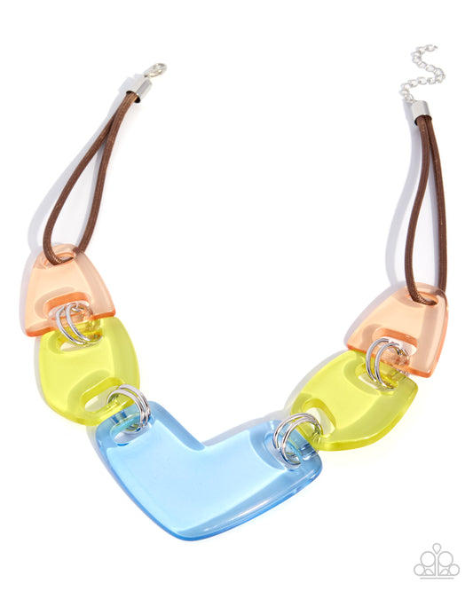Paparazzi Rested in Radiance - Multi Musk Melon, Acacia & Marina Abstract Acrylic Necklace