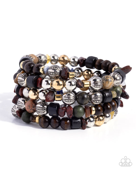 Paparazzi Rustic Reliability - Multi Lapis, Yellow, White Quartz Wrap Bracelet 2026 Convention Exclusive
