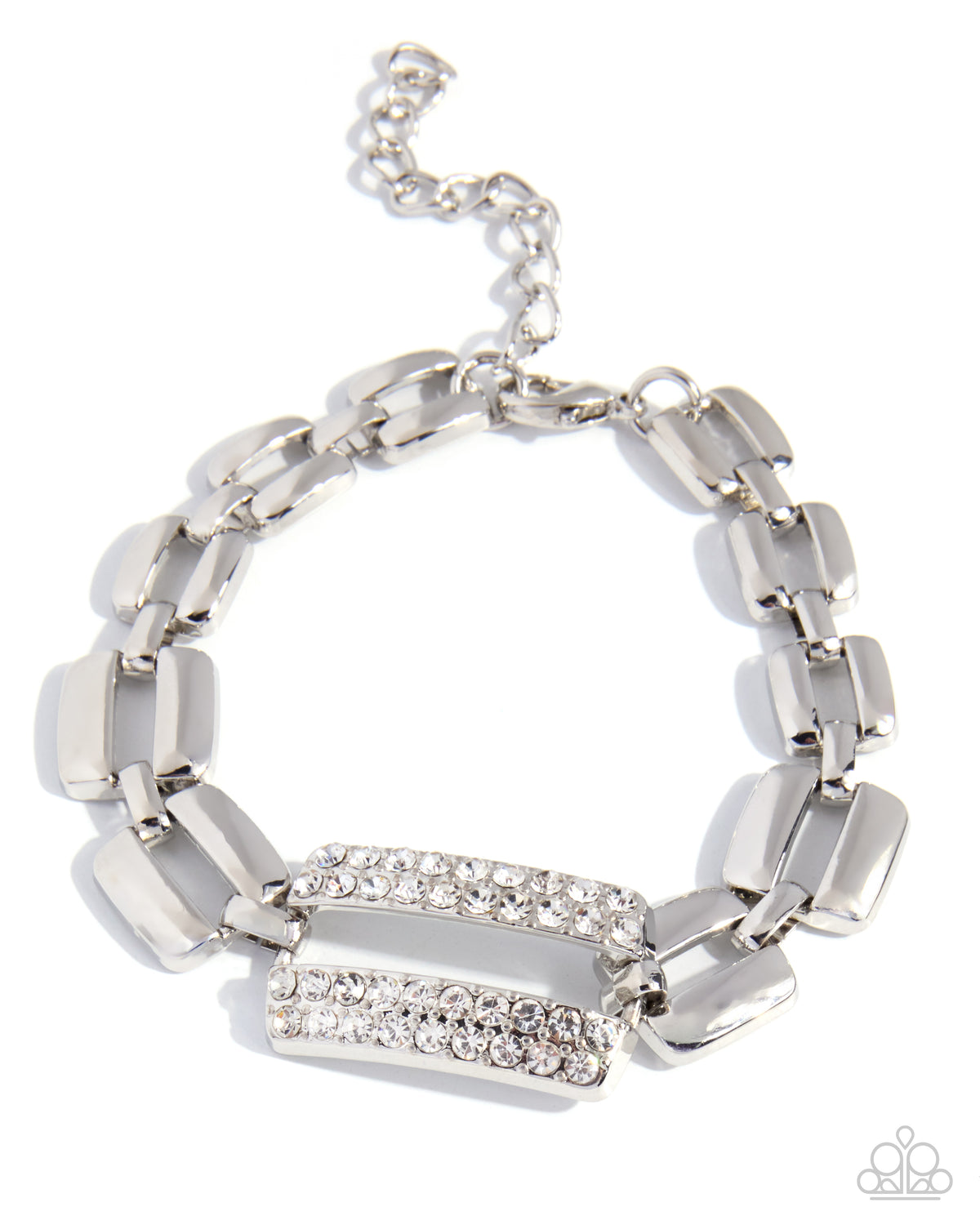 Paparazzi Elaborately Enough - White Rhinestone Silver Bracelet