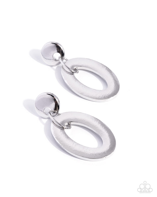 Paparazzi Comfortable Construction - Silver Subtly Hammered Post Earring