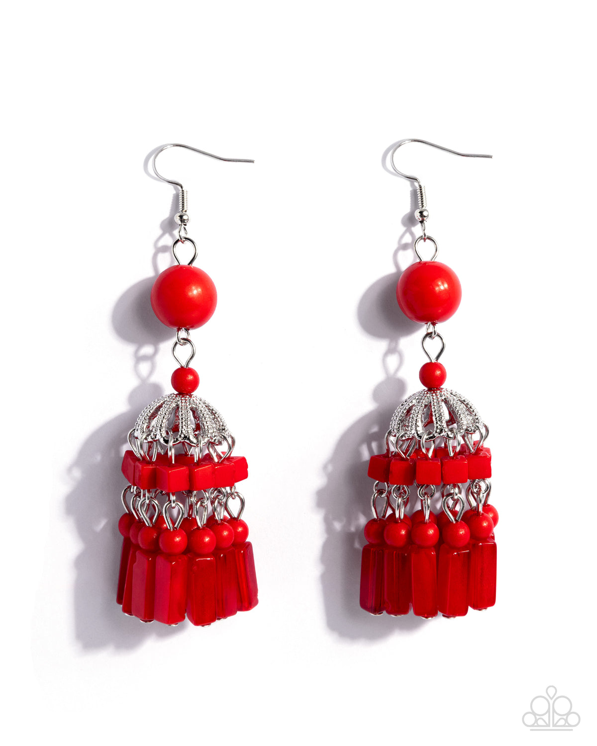 Paparazzi Chandelier Construction - Red Beaded Fringe Style Earring