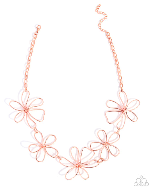 Paparazzi Whimsical Wit - Copper - Shiny Copper Flower Necklace