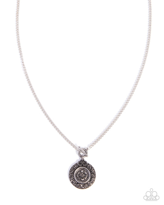 Paparazzi Ornate Ovation - Silver Vintage Floral Pendant Necklace