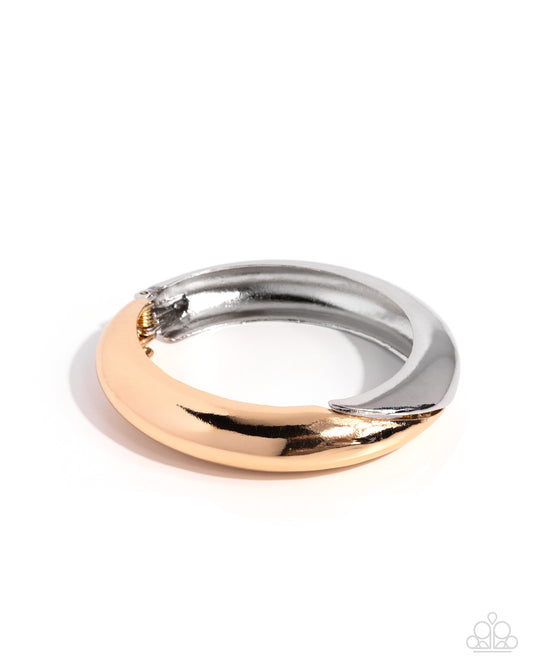 Paparazzi Dramatic Dialogue - Multi Silver & Gold Hinged Bangle Bracelet 2026 Convention Exclusive