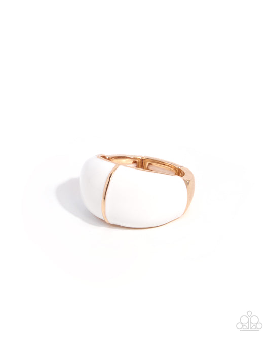 Paparazzi Compelling Company - White Painted Band Gold Ring