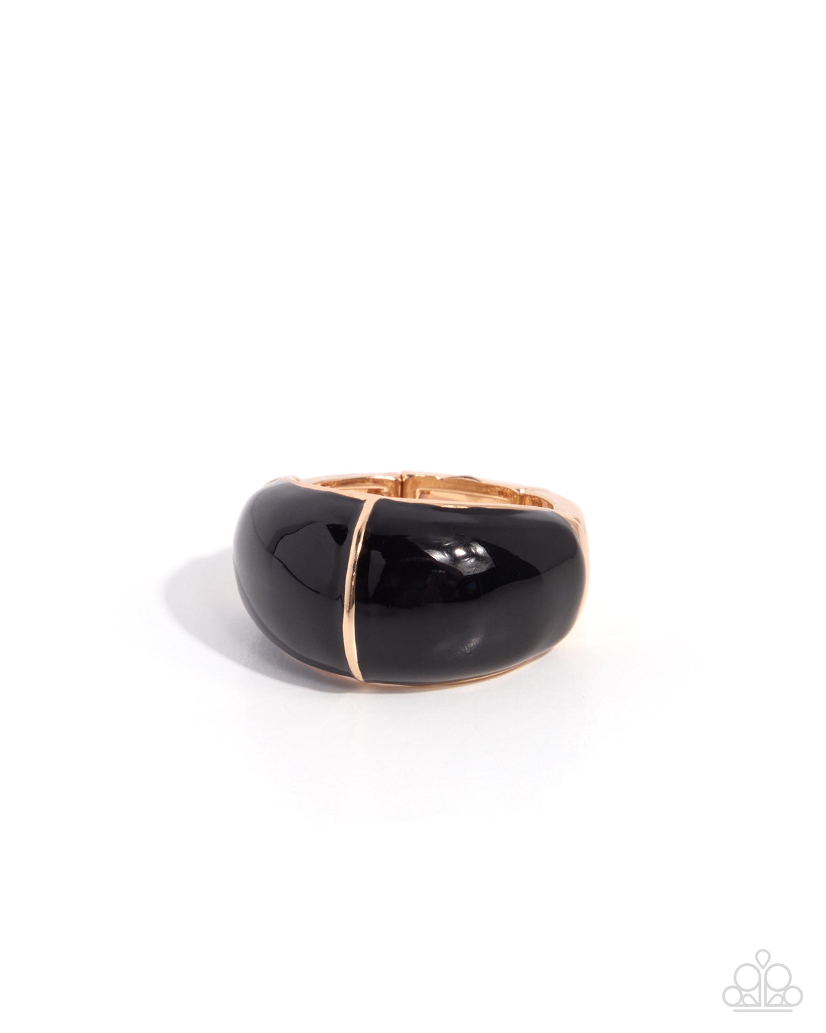 Paparazzi Compelling Company - Black Painted Band Gold Ring