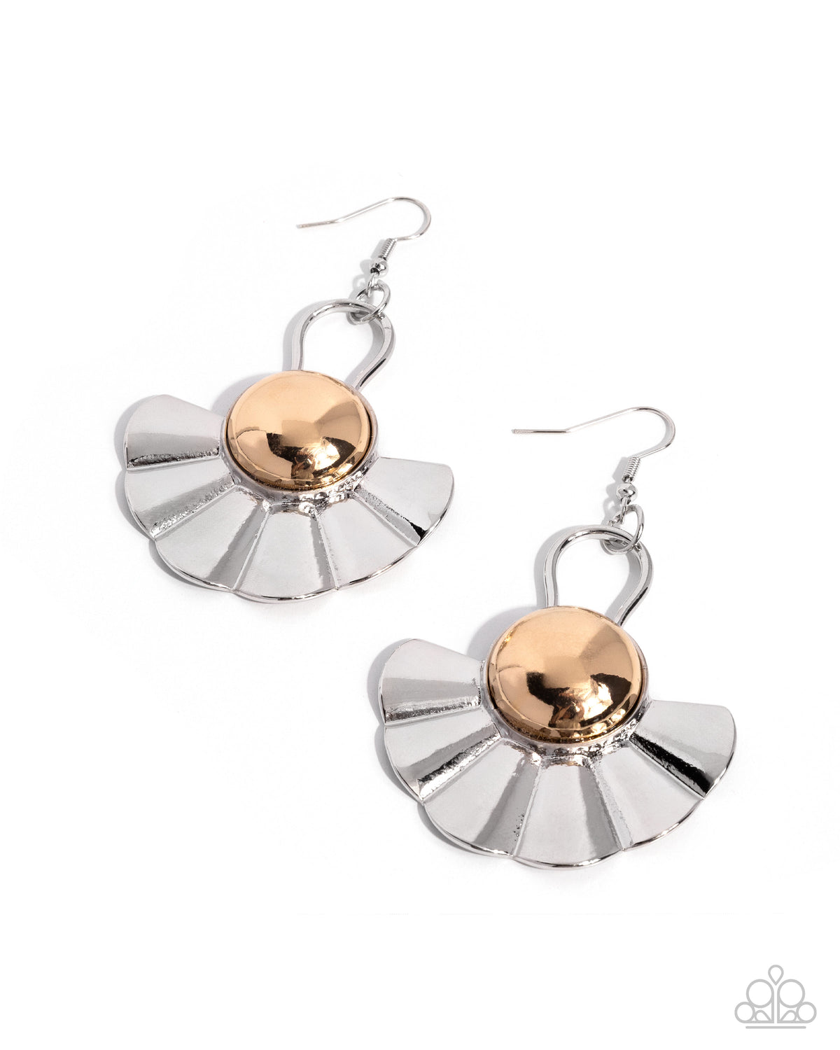 Paparazzi Adorable Acknowledgment - Silver & Gold Fan Style Earring