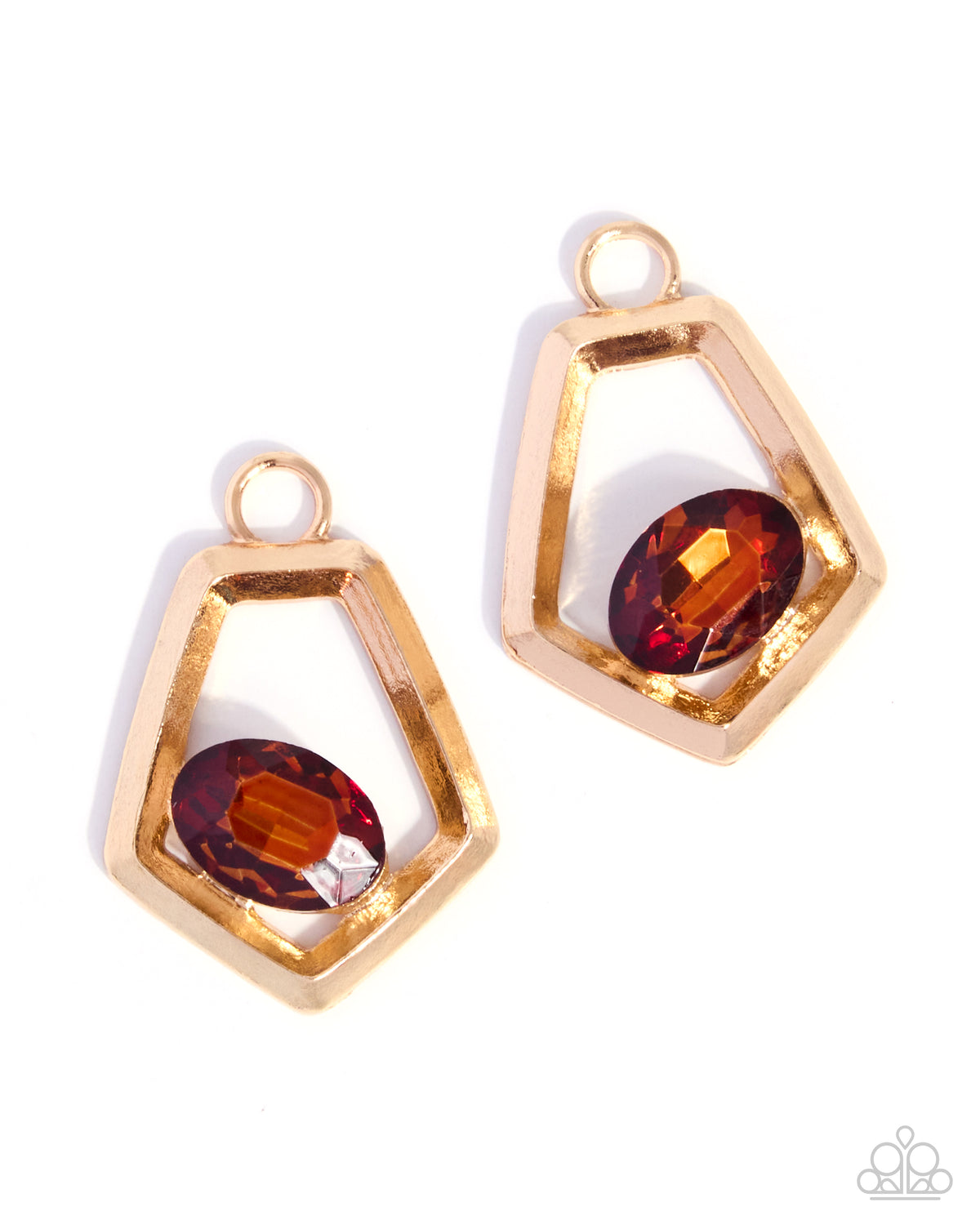 Paparazzi Pointed Premise - Brown Topaz Gem Gold Earring Charm EC001
