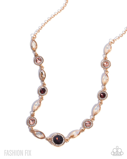 Paparazzi Smooth Sophistication - Gold, Champagne, Peach & Topaz Gem Necklace Fiercely 5th Avenue Fashion Fix October 2026