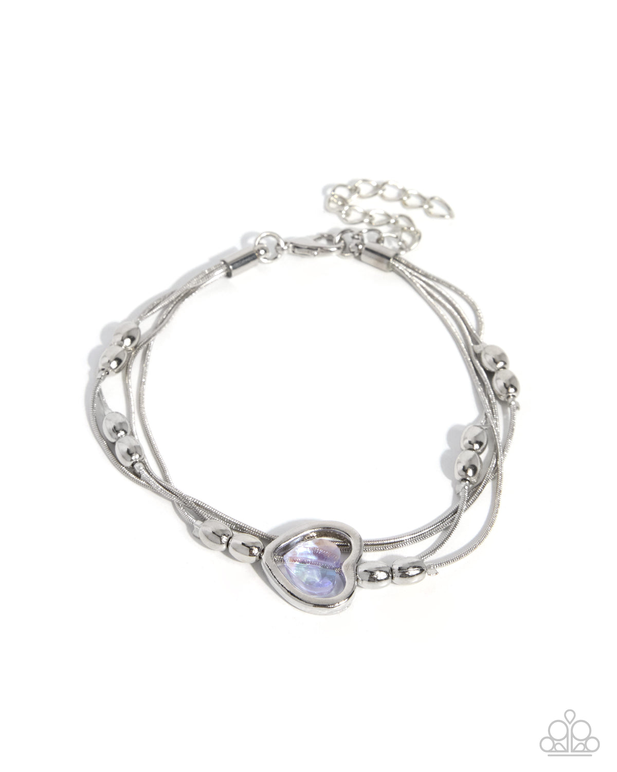 Paparazzi Romantic Reaction - Purple Heart Silver Bracelet