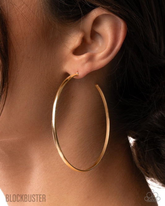 Basic Bombshell - Gold 2 1/2 Inch Hoop Blockbuster Earring Paparazzi E3118