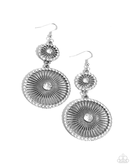 Paparazzi Bring Down the WHEELHOUSE - White Rhinestone Earring E1347