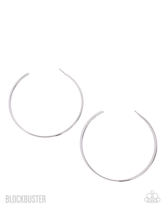 Colossal Coulture - Silver 4 Inch Hoop Blockbuster Earring Paparazzi E3117