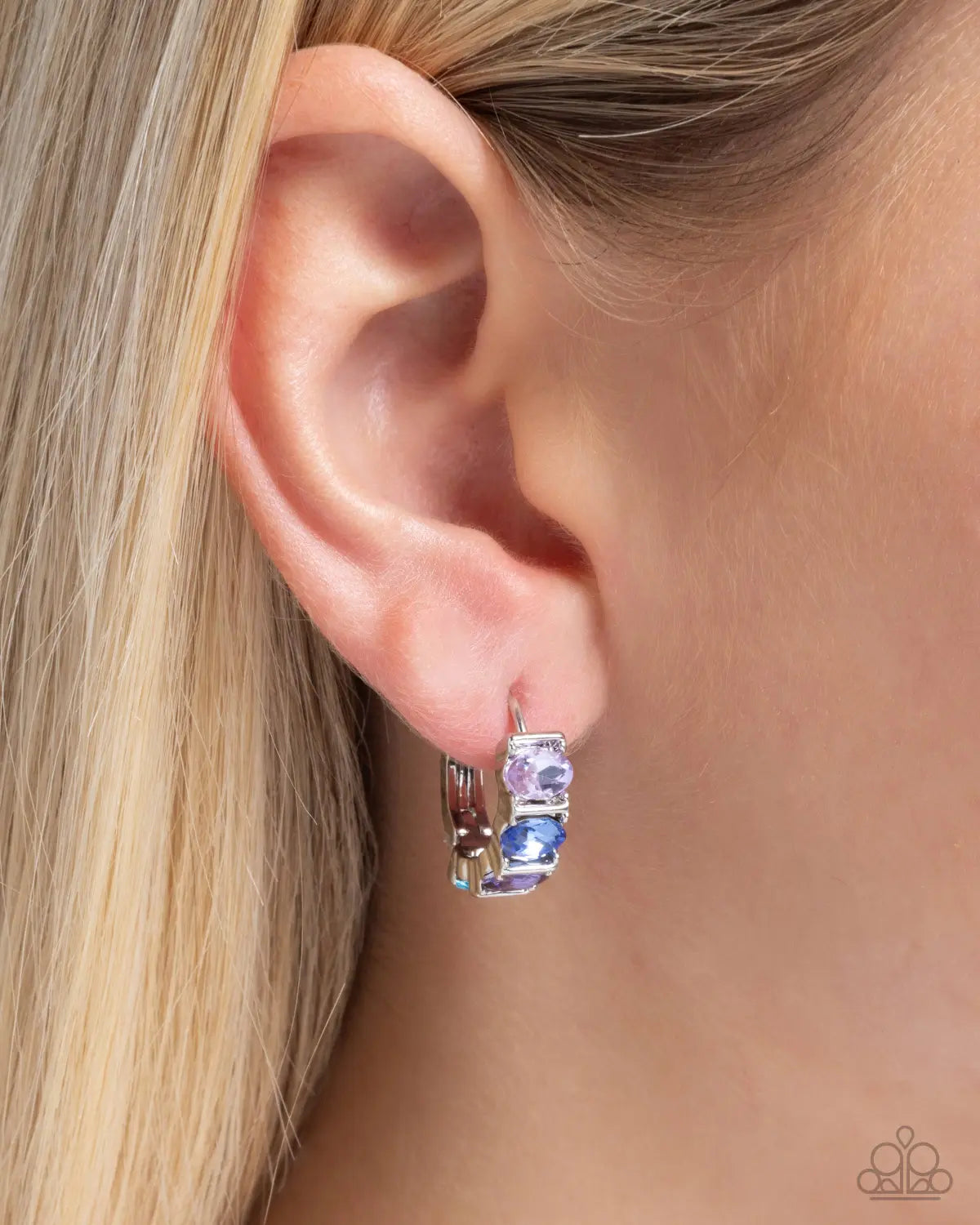Impressive Impact Blue 3/4 Inch Hinge Hoop Earring Paparazzi E2335