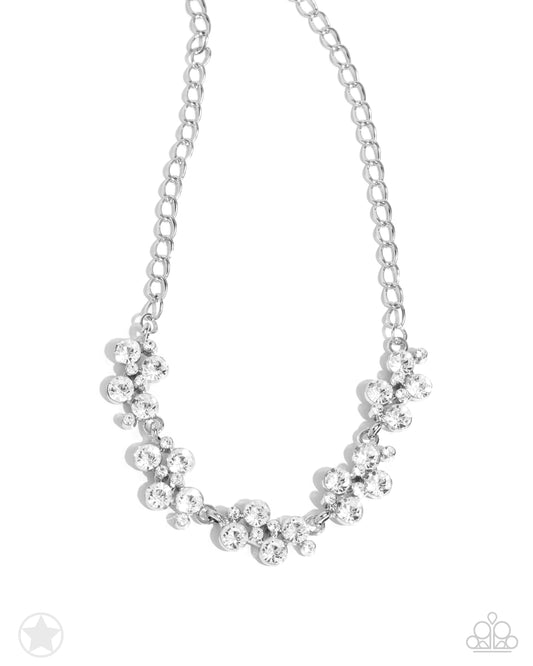Hollywood Hills White Rhinestone Blockbuster Necklace Paparazzi N0117
