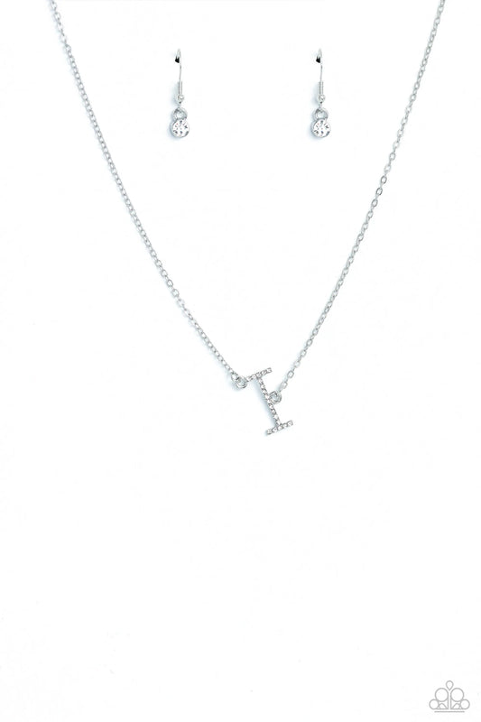 Initially Yours White - I Initial White Rhinestone Necklace Paparazzi N1867