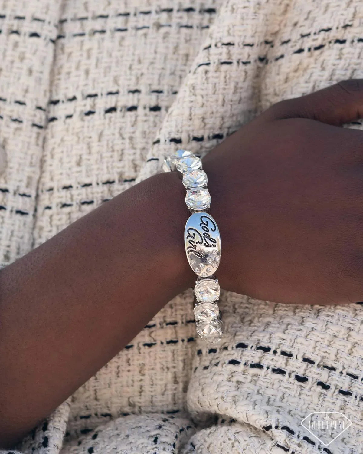 God's Grace White Gem "God's Girl" Empire Diamond Life Of The Party Bracelet Paparazzi B2020
