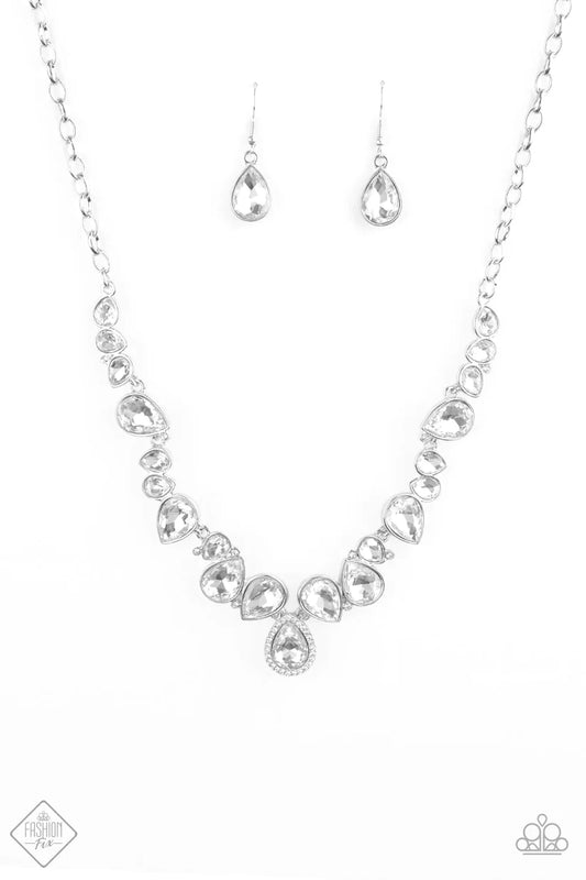I Want It All White Teardrop Gem Necklace Fashion Fix July 2020 Paparazzi N1042