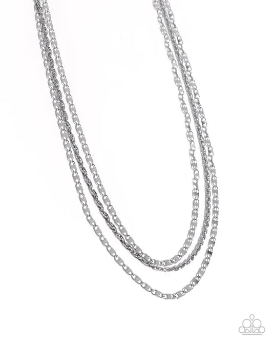 Paparazzi Layered Legend - Silver Layered Chain Necklace Life Of The Party February 2026