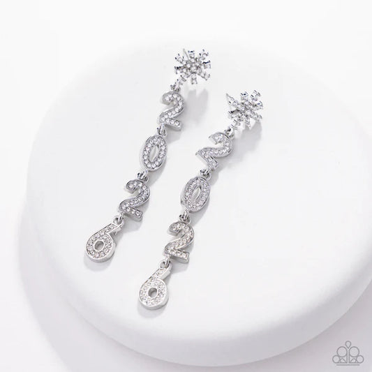 Paparazzi Ring In The Shimmer - White Rhinestone Snowflake 2026 Post Earrings Life Of The Party November 2025