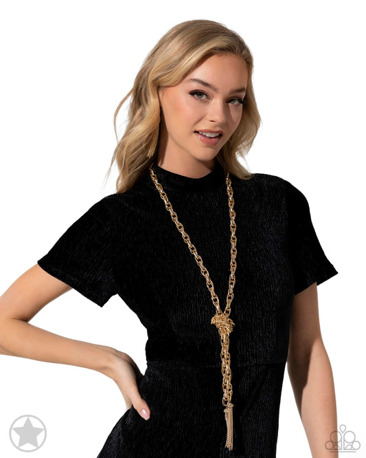 SCARFed For Attention Gold Interlocking Link Blockbuster Necklace Paparazzi N0658