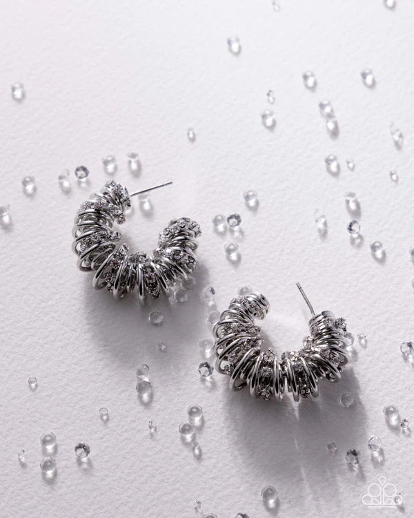 Paparazzi Serrated Sophistication White Hoop Earring Gimme The Glitz 2026 #10 E3361