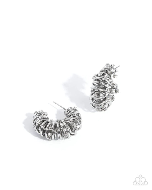 Paparazzi Serrated Sophistication White Hoop Earring Gimme The Glitz 2026 #10 E3361