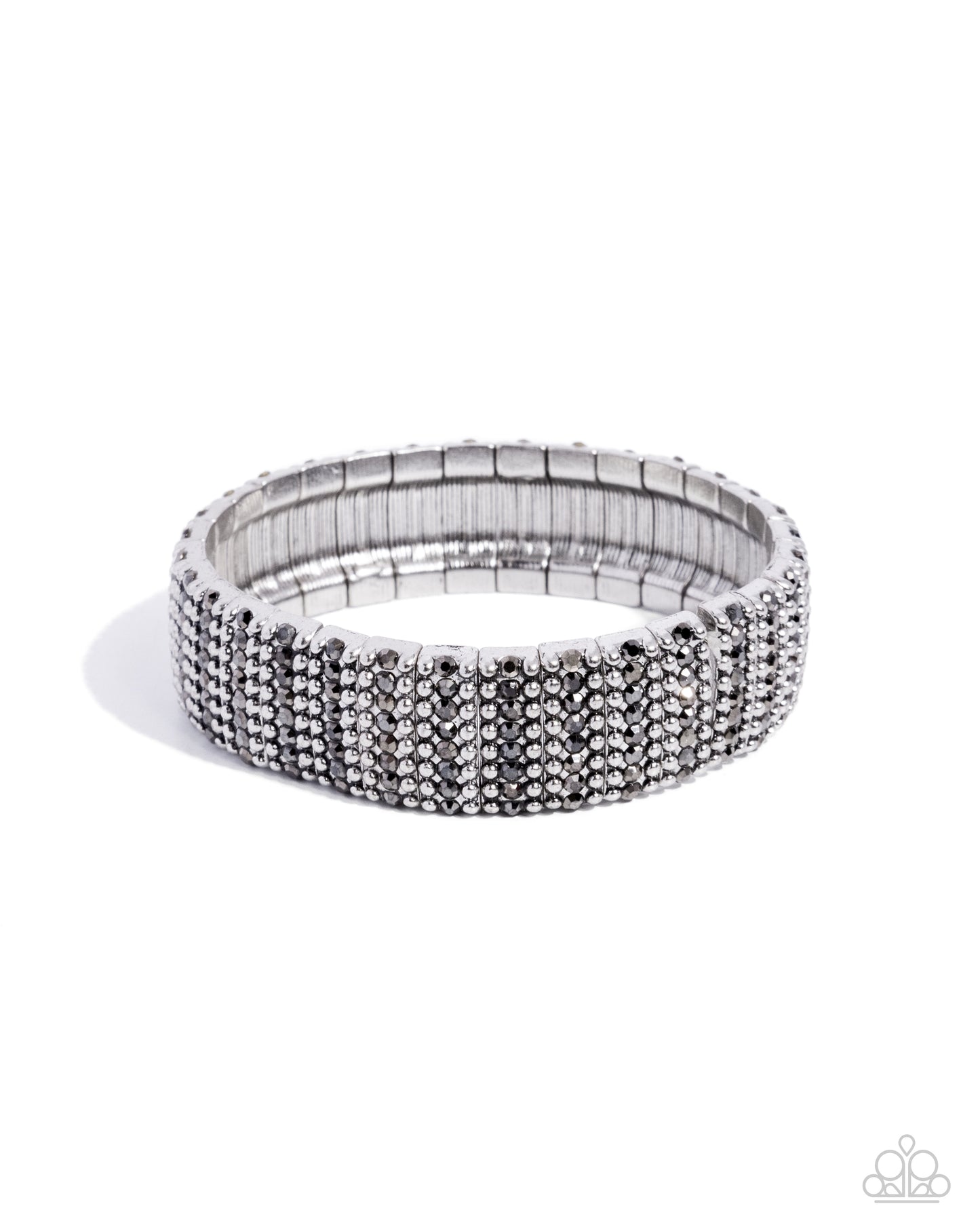 Paparazzi The GRIT Factor - Silver Stud Hematite Rhinestone Stretch Bracelet