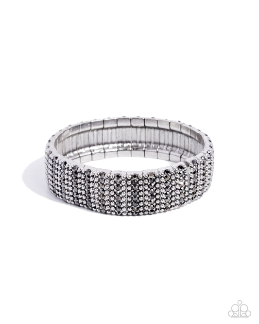 Paparazzi The GRIT Factor - Silver Stud Hematite Rhinestone Stretch Bracelet B2752