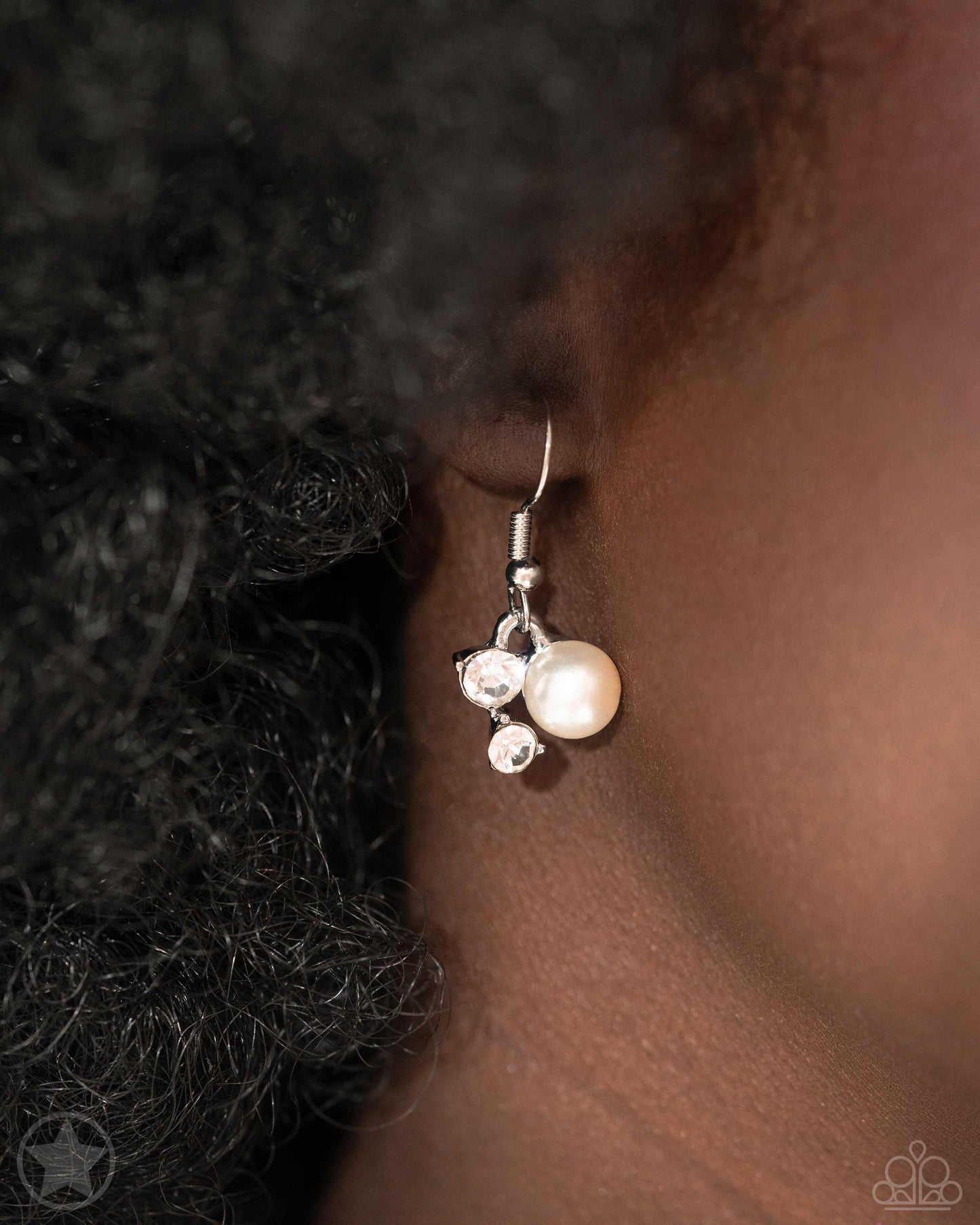 Toast to Perfection Silver, White Pearl & Rhinestone Blockbuster Necklace Paparazzi N0041