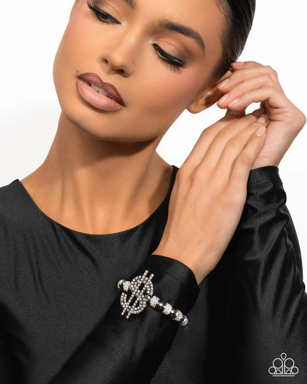Paparazzi Wealthy Whimsy - White Rhinestone Stretch Bracelet July 2026 Life Of The Party