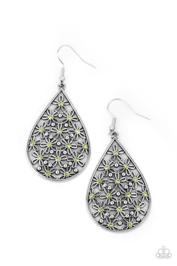 Tick, Tick, Bloom Green Earring Paparazzi E0126