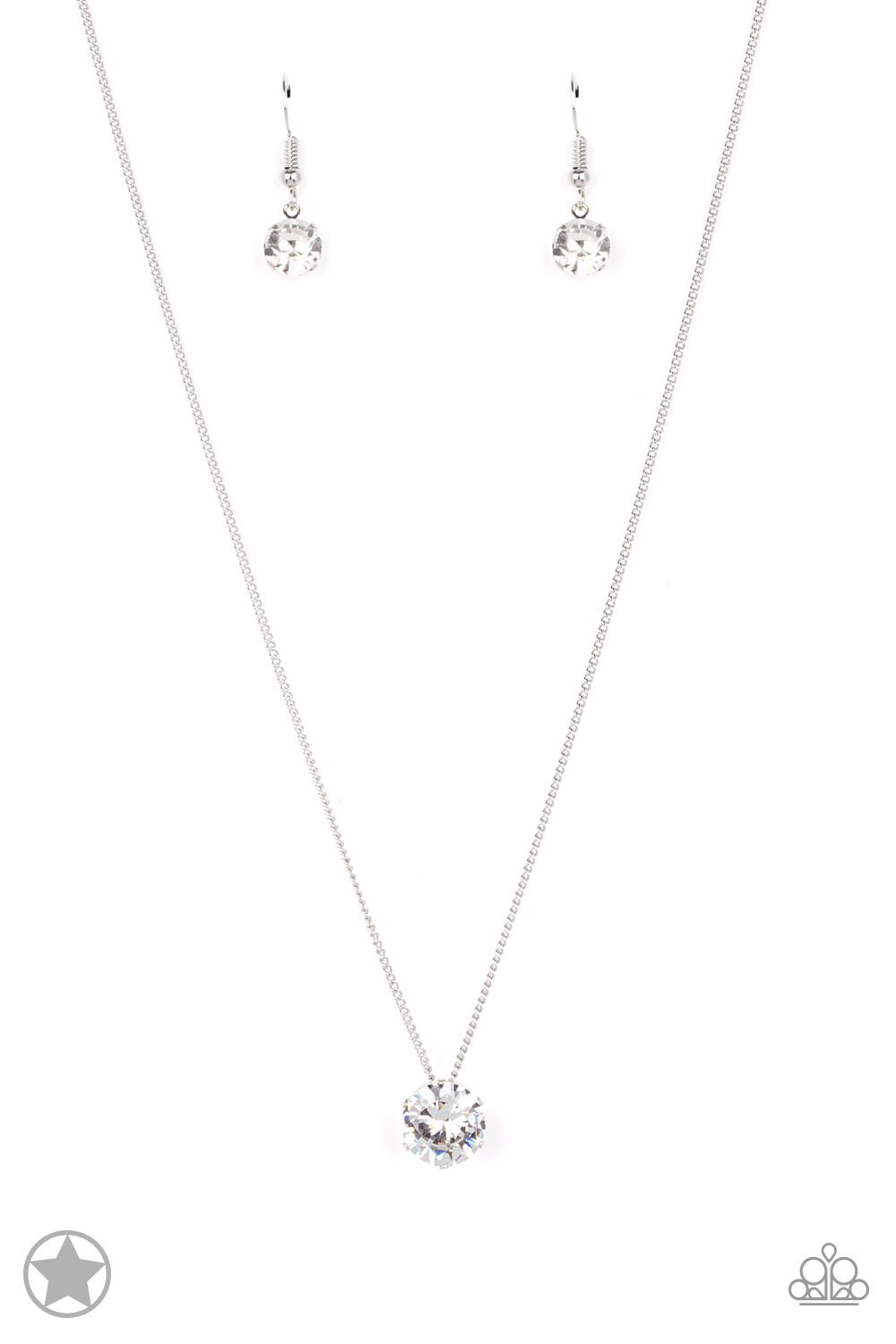 What A Gem White Rhinestone Stunning Solitaire Blockbuster Necklace N0136