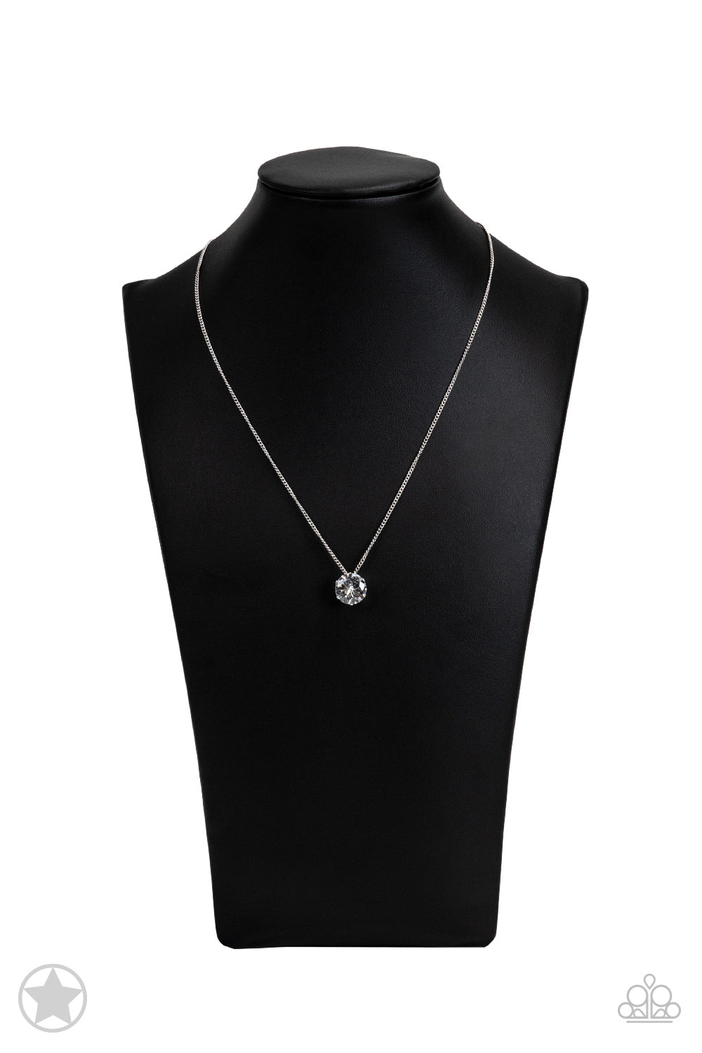 What A Gem White Rhinestone Stunning Solitaire Blockbuster Necklace N0136