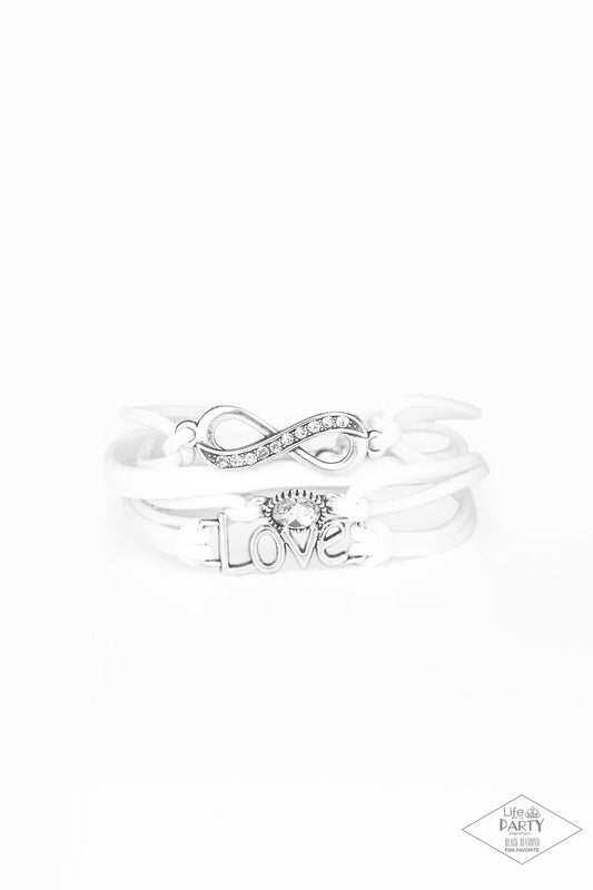 Paparazzi Infinitely Irresistible - White Infinity Love Bracelet Black Diamond Exclusive Life Of The Party B0510