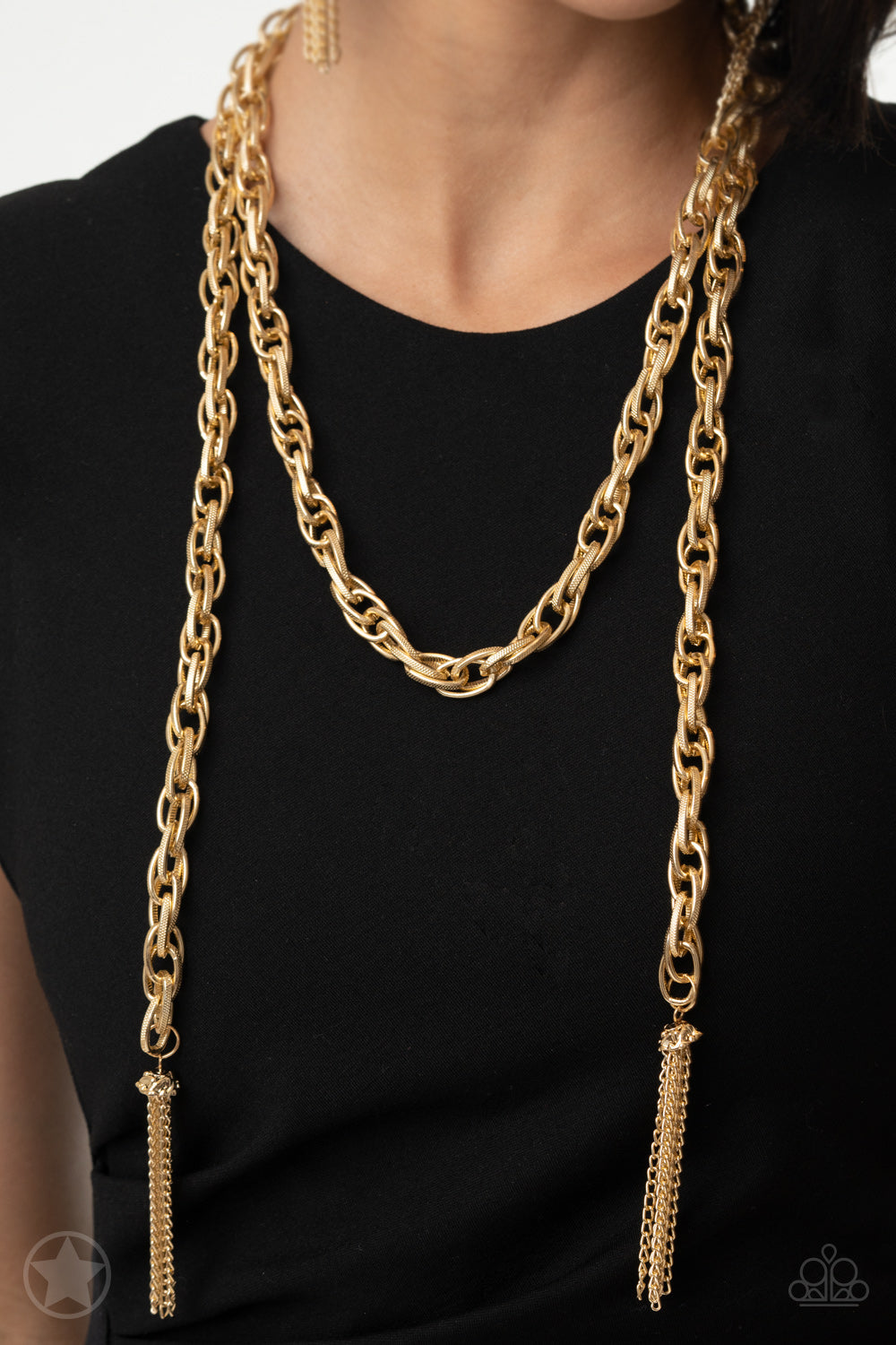 SCARFed For Attention Gold Interlocking Link Blockbuster Necklace Paparazzi N0658