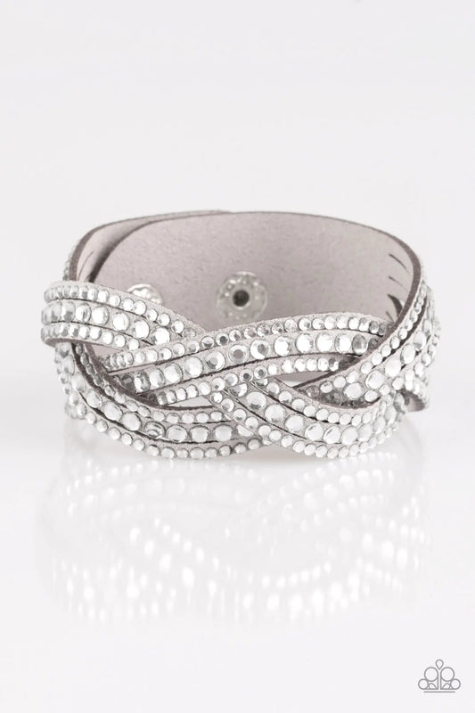 Bring On The Bling Silver Gray White Rhinestone Urban Bracelet Paparazzi B0227