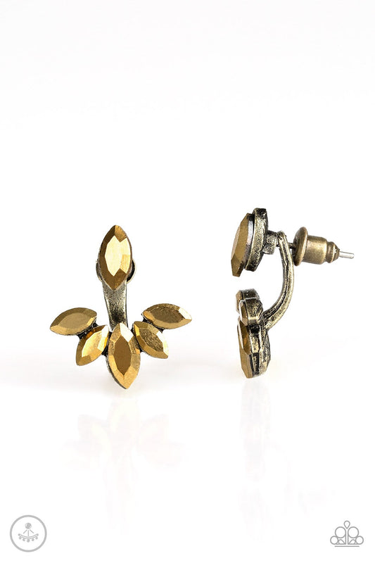 Radical Refinement Brass Rhinestone Earring (Ear Jacket Style) E0186