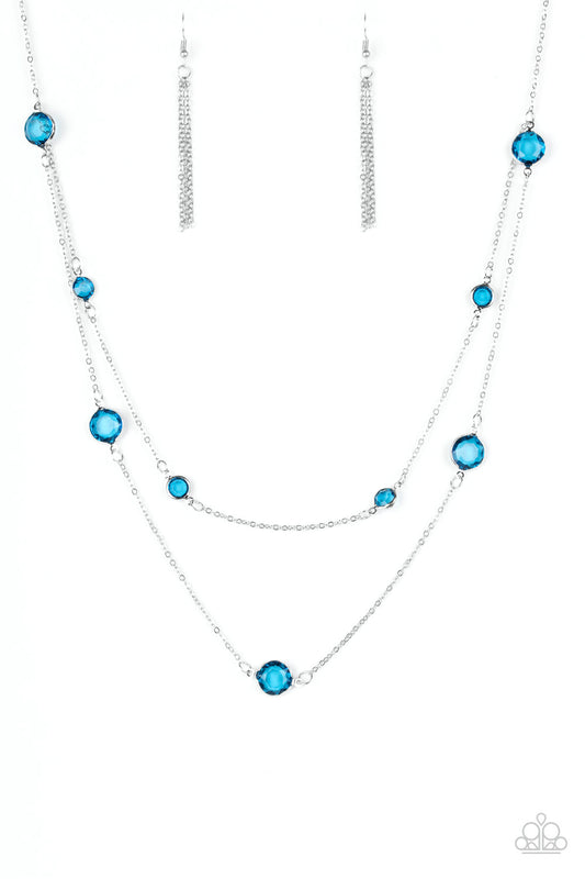 Raise Your Glass - Blue Glassy Gem Double Layer Necklace N1572